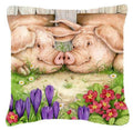 Pigs Nose To Nose by Debbie Cook Decorative Throw Pillow 14x14 Indoor Outdoor Accent Cushion, Fabric Cover with Insert for Sofa, Bed, Porch & Living Room