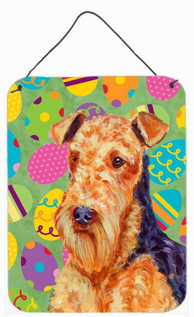Airedale Easter Eggtravaganza Wall or Door Hanging Prints Aluminum Metal Sign Kitchen Wall Bar Bathroom Plaque Home Decor Front Door Plaque, 12x16, Multicolor
