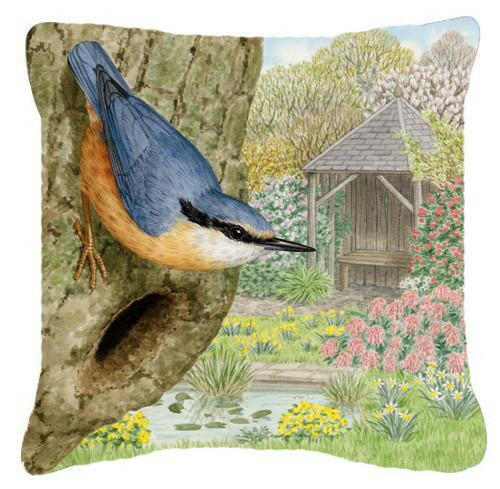 Nuthatch by Sarah Adams Decorative Throw Pillow 14x14 Indoor Outdoor Accent Cushion, Fabric Cover with Insert for Sofa, Bed, Porch & Living Room