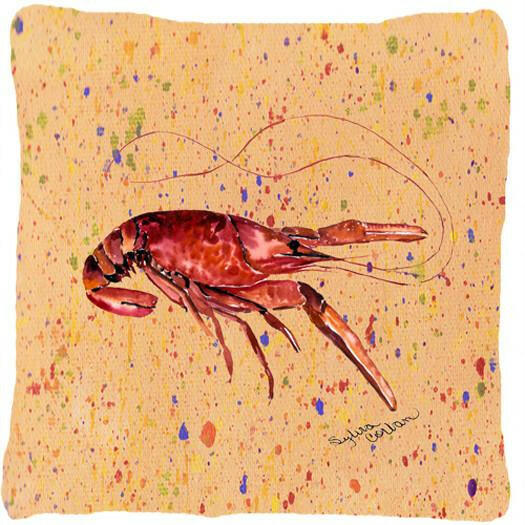 Crawfish Decorative Throw Pillow 14x14 Indoor Outdoor Accent Cushion, Fabric Cover with Insert for Sofa, Bed, Porch & Living Room