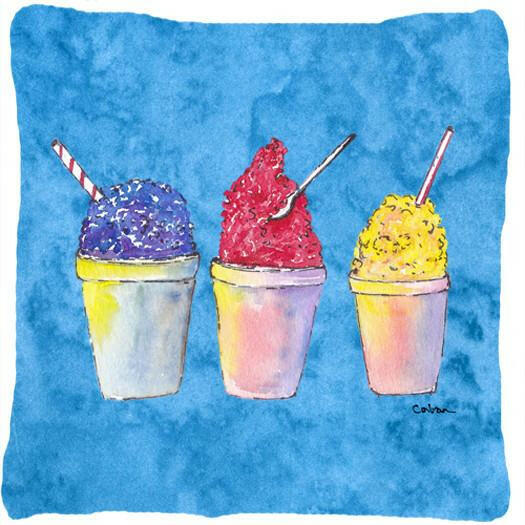 Snowballs and Snowcones Decorative Throw Pillow 14x14 Indoor Outdoor Accent Cushion, Fabric Cover with Insert for Sofa, Bed, Porch & Living Room