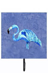 Flamingo On Slate Blue Leash or Key Holder Wall Hooks, Key Hooks Holder, Coat Rack Wall Mount, Coat Hooks, Hooks for Hanging Keys, Towels, Aprons, Leashes