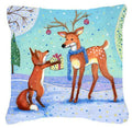 Christmas Present from the Fox Decorative Throw Pillow 14x14 Indoor Outdoor Accent Cushion, Fabric Cover with Insert for Sofa, Bed, Porch & Living Room