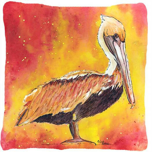 Brown Pelican Hot and Spicy Decorative Throw Pillow 14x14 Indoor Outdoor Accent Cushion, Fabric Cover with Insert for Sofa, Bed, Porch & Living Room