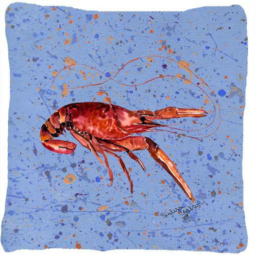 Crawfish Decorative Throw Pillow 14x14 Indoor Outdoor Accent Cushion, Fabric Cover with Insert for Sofa, Bed, Porch & Living Room