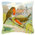 European Robin by Sarah Adams Decorative Throw Pillow 14x14 Indoor Outdoor Accent Cushion, Fabric Cover with Insert for Sofa, Bed, Porch & Living Room