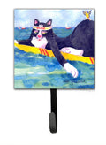 Black and white Cat Surfin Bird Leash or Key Holder Wall Hooks, Key Hooks Holder, Coat Rack Wall Mount, Coat Hooks, Hooks for Hanging Keys, Towels, Aprons, Leashes