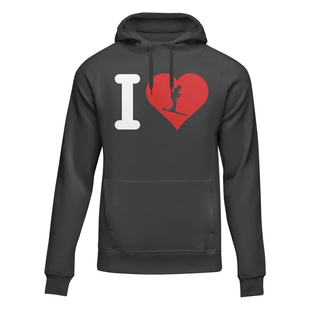 I Love Skiing Adult Fleece Hoodie