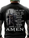 Men’s Knight Graphic Cotton T-shirt with Amen Quote