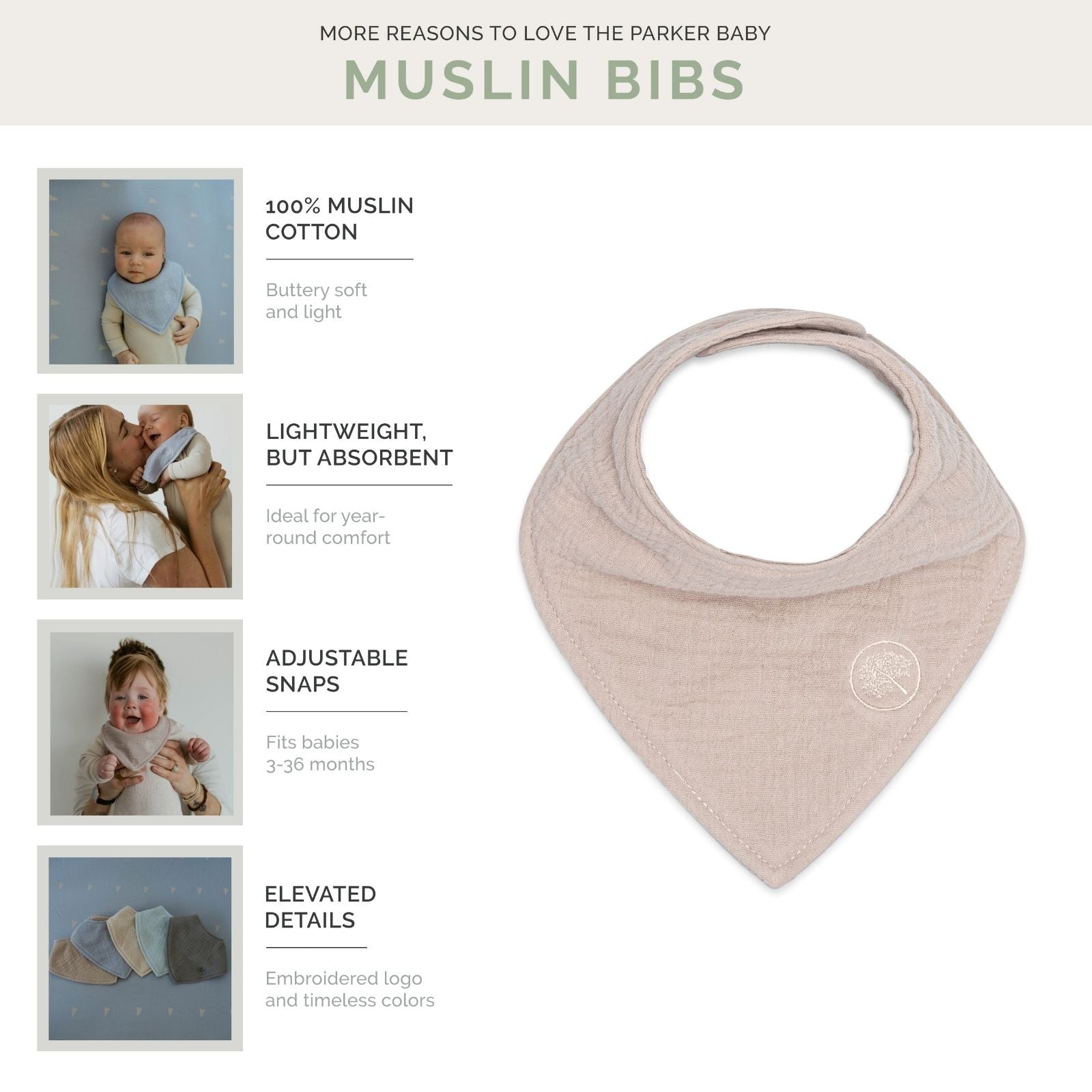 Stormy Muslin Bandana Bibs Set (4-Pack)